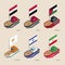 Isometric ships with flags: Iraq, Iran, Jordan, Syria, Cyprus, Israel