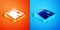 Isometric Short or pants icon isolated on orange and blue background. Vector