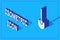 Isometric Shovel icon isolated on blue background. Gardening tool. Tool for horticulture, agriculture, farming. Vector