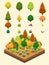 Isometric Simple Plants Set - Temperate Forest Biome