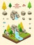 Isometric Simple Rocks Set - Boreal Forest Rock Formation Autumn