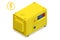 Isometric small yellow external mobile diesel generator for emergency electric power. Diesel generator