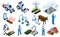 Isometric Smart Farm Agricultural Icon Set