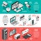 Isometric Smart Home Horizontal Banner Set