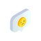 Isometric smile emoji symbol in speech bubble. 3d sad emoticon, customer rating satisfaction negative feedback emotions