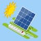 Isometric Solar Panel. Renewable Energy Sources. Backup Power Energy Storage System