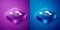 Isometric Solution to the problem in psychology icon isolated on blue and purple background. Key. Therapy for mental