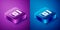 Isometric Sports doping, anabolic drugs icon isolated on blue and purple background. Anabolic steroids tablet. Pills in