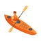 isometric sportsman swims in a kayak