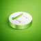 Isometric Stretcher icon isolated on green background. Patient hospital medical stretcher. White circle button. Vector