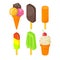 Isometric style 3d vector set of tasty colorful ice cream icon.