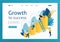 Isometric the successful growth of investment, young entrepreneurs are exploring the indicators. Template landing page