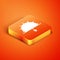 Isometric Sunset icon isolated on orange background. Vector Illustration