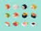 Isometric sushi icons