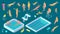 Isometric Swimming Pool Color Icon Set