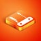 Isometric Swiss army knife icon isolated on orange background. Multi-tool, multipurpose penknife. Multifunctional tool