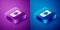 Isometric System bug on mobile icon isolated on blue and purple background. Code bug concept. Bug in the system. Bug