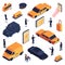 Isometric Taxi Icon Set