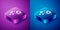 Isometric Tear cry eye icon isolated on blue and purple background. Square button. Vector