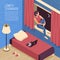 Isometric Teenager Bedroom Background