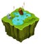 Isometric terrain. Swamp texture island. Flying land