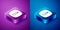 Isometric Thermostat icon isolated on blue and purple background. Temperature control. Square button. Vector