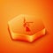 Isometric Thompson tommy submachine gun icon isolated on orange background. American submachine gun. Orange hexagon