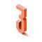 Isometric three orange icon, 3d character with shadow