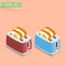 Isometric toaster with a delicious toasted inside.