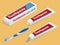 Isometric Toothbrush and Toothpaste on a background