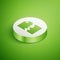 Isometric Torn document icon isolated on green background. White circle button. Vector
