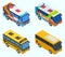 Isometric tourist sports school buses