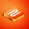 Isometric Towel icon isolated on orange background. Vector Illustration