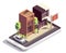 Isometric Townhouse Sale Composition