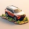 Isometric Toyota Land Rover With Trees - Rendered In Cinema4d