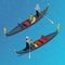 Isometric Traditional Gondola. Gondola with gondolier and tourists in Venice, Italy Travel. Italian man profession