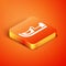Isometric Traditional indian shoes icon isolated on orange background. Vector