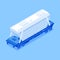 Isometric train van express cargo transportation vector freight railway order fast delivery