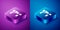 Isometric Transfer liquid gun in biological laborator icon isolated on blue and purple background. Square button. Vector