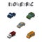 Isometric Transport Set Of Autobus, Auto, Freight And Other Vector Objects. Also Includes Freight, Auto, Suv Elements.