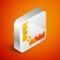 Isometric Trap hunting icon isolated on orange background. Silver square button. Vector