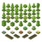 Isometric tree set green forest nature vector illustration.