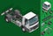 Isometric truck solo driving in front view