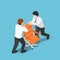 Isometric two business people fighting over for ceo chair