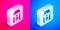 Isometric Uninterruptible power supply UPS icon isolated on pink and blue background. Silver square button. Vector