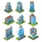 Isometric Urban Office Buildings Set