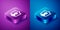 Isometric User protection icon isolated on blue and purple background. Secure user login, password protected, personal