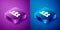 Isometric Users group icon isolated on blue and purple background. Group of people icon. Business avatar symbol - users