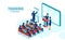 Isometric vector of business people office employees receiving company training