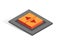 Isometric vector button. Isolated icon. Two switcher in gray and orange color